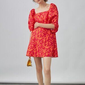 Anthropologie Puff-Sleeved Mini Dress Size XL